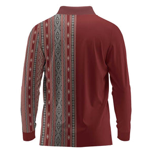Tunisia Bakhnug Motif Long Sleeve Polo Shirt Traditional Tunisian Embroidery Inspired - African Pride
