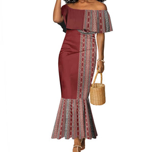 Tunisia Bakhnug Motif Mermaid Dress Traditional Tunisian Embroidery Inspired LT9