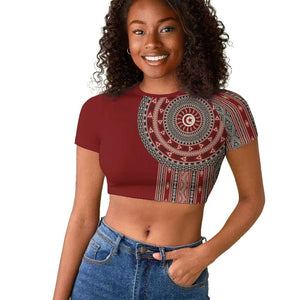 Tunisia Bakhnug Motif Raglan Cropped T shirt Traditional Tunisian Embroidery Inspired LT9