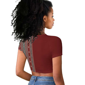 Tunisia Bakhnug Motif Raglan Cropped T shirt Traditional Tunisian Embroidery Inspired LT9