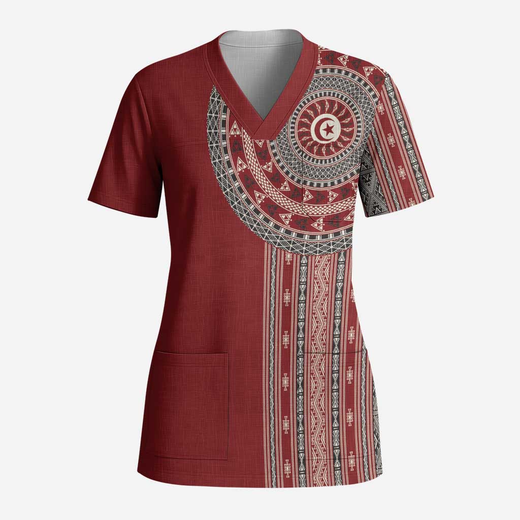 Tunisia Bakhnug Motif Scrub Top Traditional Tunisian Embroidery Inspired - African Pride