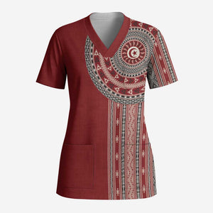 Tunisia Bakhnug Motif Scrub Top Traditional Tunisian Embroidery Inspired - African Pride