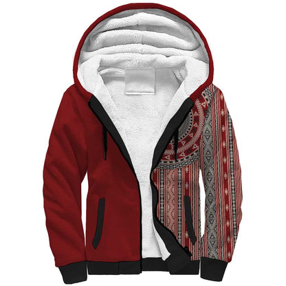Tunisia Bakhnug Motif Sherpa Hoodie Traditional Tunisian Embroidery Inspired - African Pride