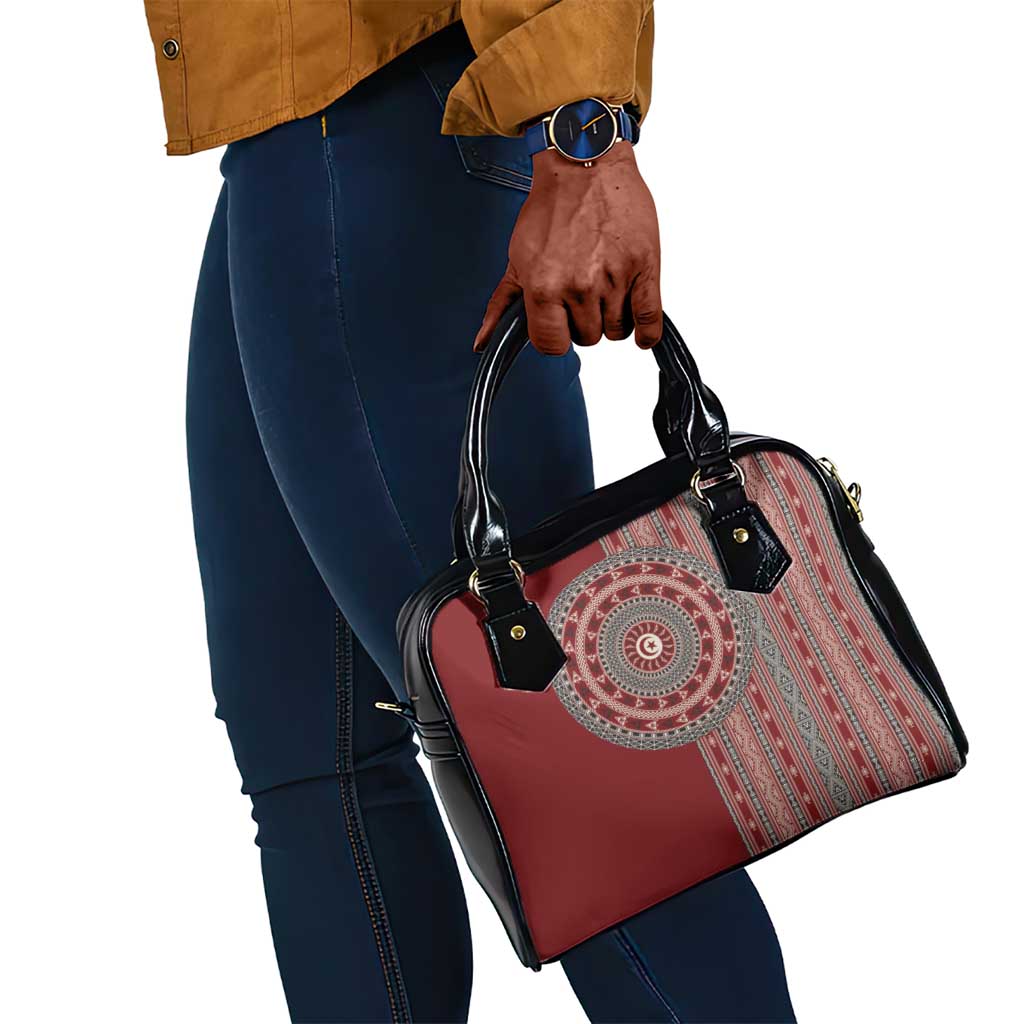 Tunisia Bakhnug Motif Shoulder Handbag Traditional Tunisian Embroidery Inspired - African Pride