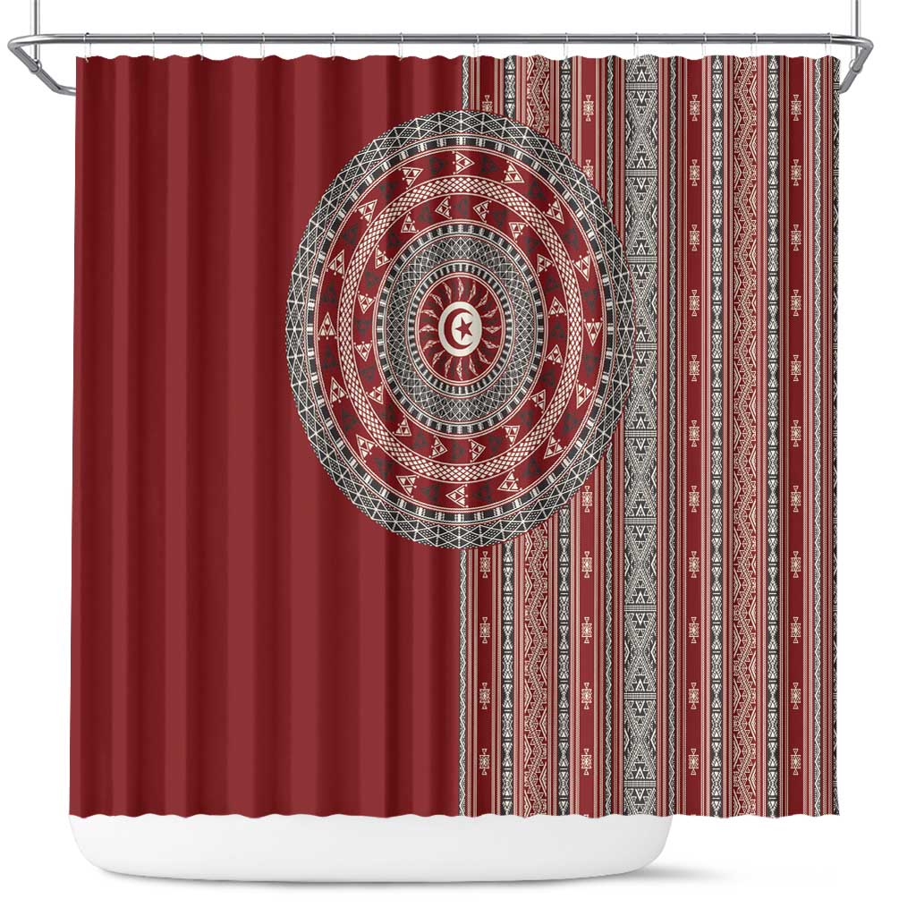 Tunisia Bakhnug Motif Shower Curtain Traditional Tunisian Embroidery Inspired - African Pride