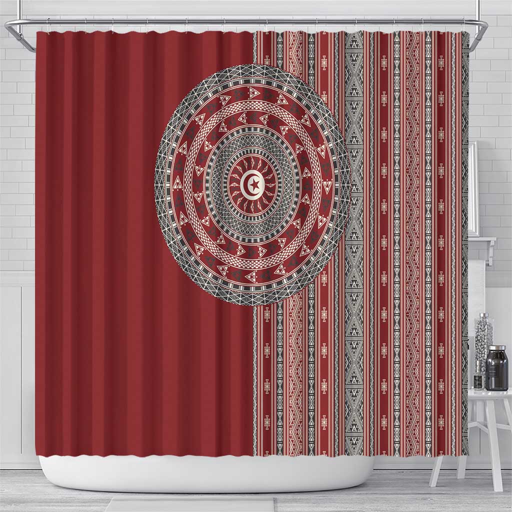 Tunisia Bakhnug Motif Shower Curtain Traditional Tunisian Embroidery Inspired - African Pride