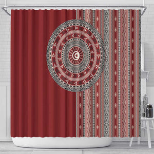 Tunisia Bakhnug Motif Shower Curtain Traditional Tunisian Embroidery Inspired - African Pride