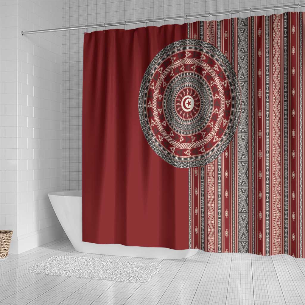 Tunisia Bakhnug Motif Shower Curtain Traditional Tunisian Embroidery Inspired - African Pride