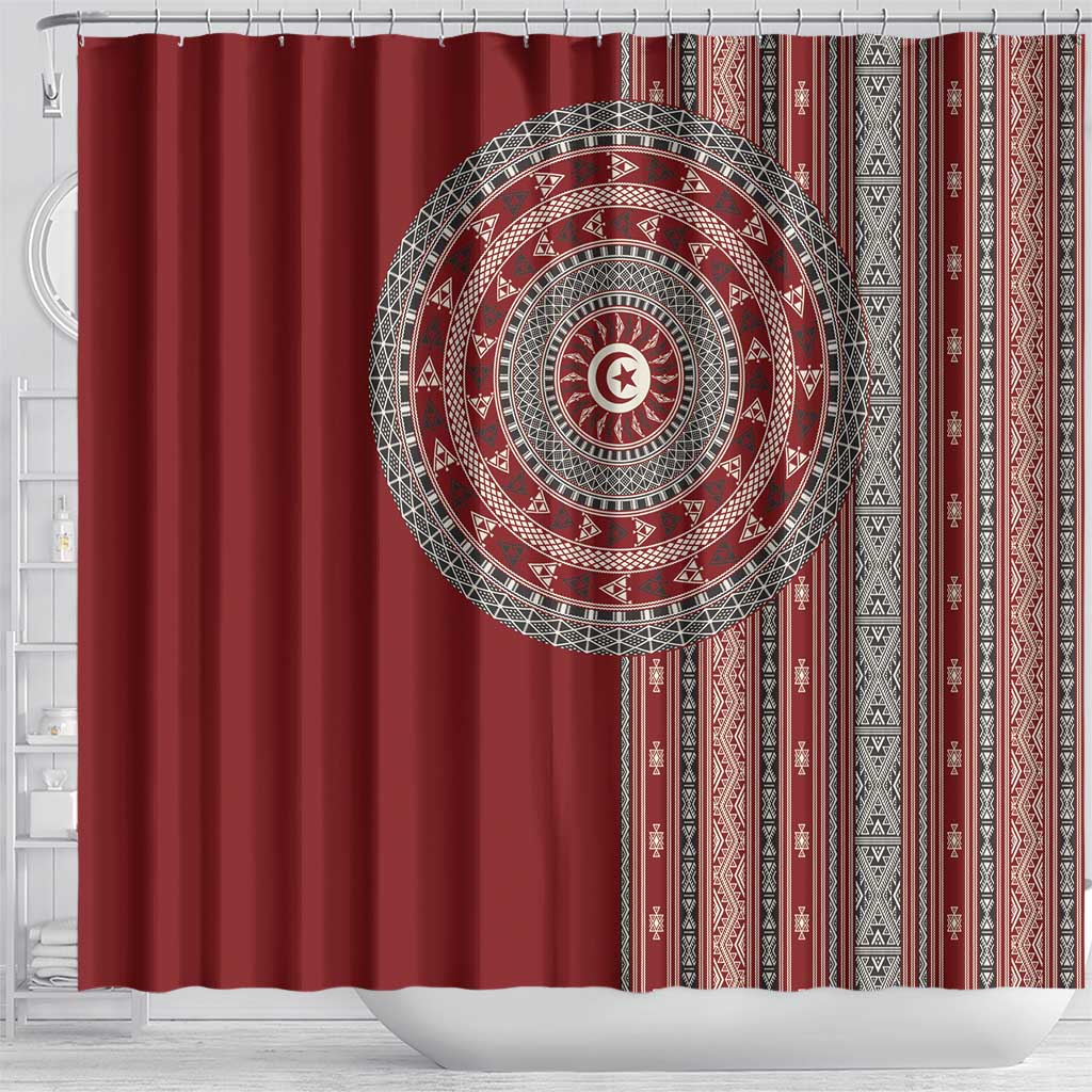 Tunisia Bakhnug Motif Shower Curtain Traditional Tunisian Embroidery Inspired - African Pride