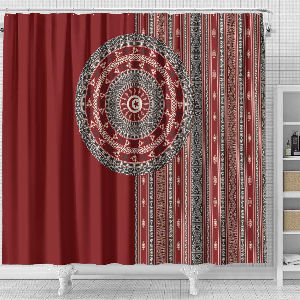 Tunisia Bakhnug Motif Shower Curtain Traditional Tunisian Embroidery Inspired - African Pride
