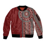 Tunisia Bakhnug Motif Sleeve Zip Bomber Jacket Traditional Tunisian Embroidery Inspired - African Pride