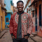 Tunisia Bakhnug Motif Sleeve Zip Bomber Jacket Traditional Tunisian Embroidery Inspired - African Pride