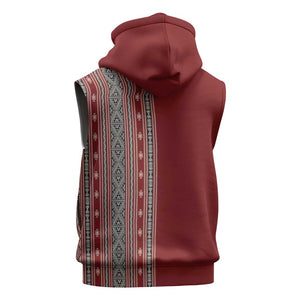 Tunisia Bakhnug Motif Sleeveless Hoodie Traditional Tunisian Embroidery Inspired - African Pride