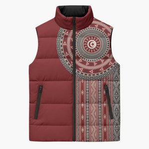 Tunisia Bakhnug Motif Sleeveless Puffer Jacket Traditional Tunisian Embroidery Inspired - African Pride