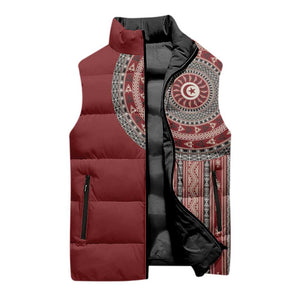 Tunisia Bakhnug Motif Sleeveless Puffer Jacket Traditional Tunisian Embroidery Inspired - African Pride
