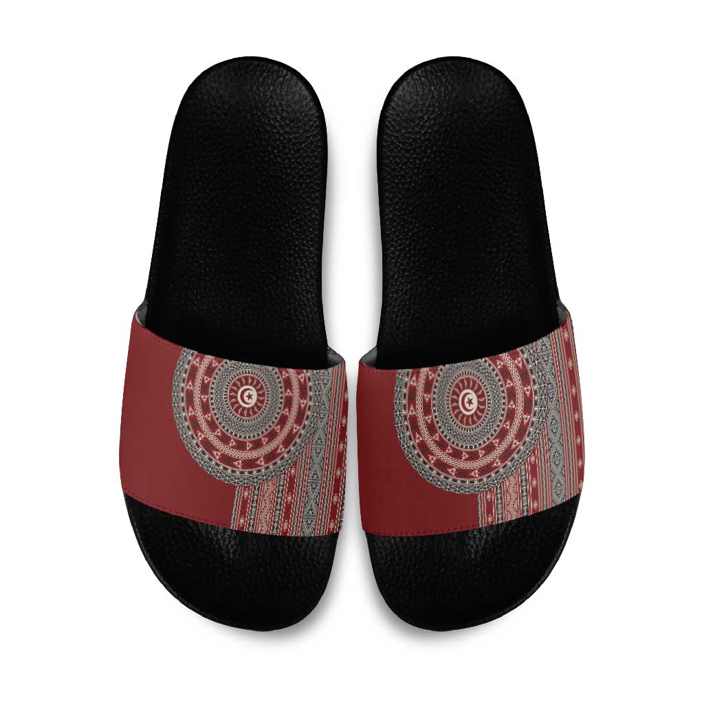 Tunisia Bakhnug Motif Slide Sandals Traditional Tunisian Embroidery Inspired - African Pride