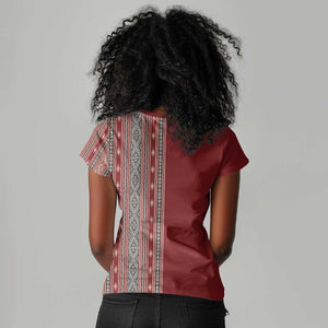 Tunisia Bakhnug Motif Women V-Neck T-Shirt Traditional Tunisian Embroidery Inspired LT9
