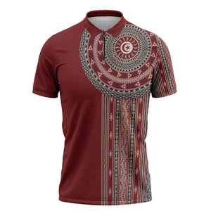 Tunisia Bakhnug Motif Zipper Polo Shirt Traditional Tunisian Embroidery Inspired - African Pride