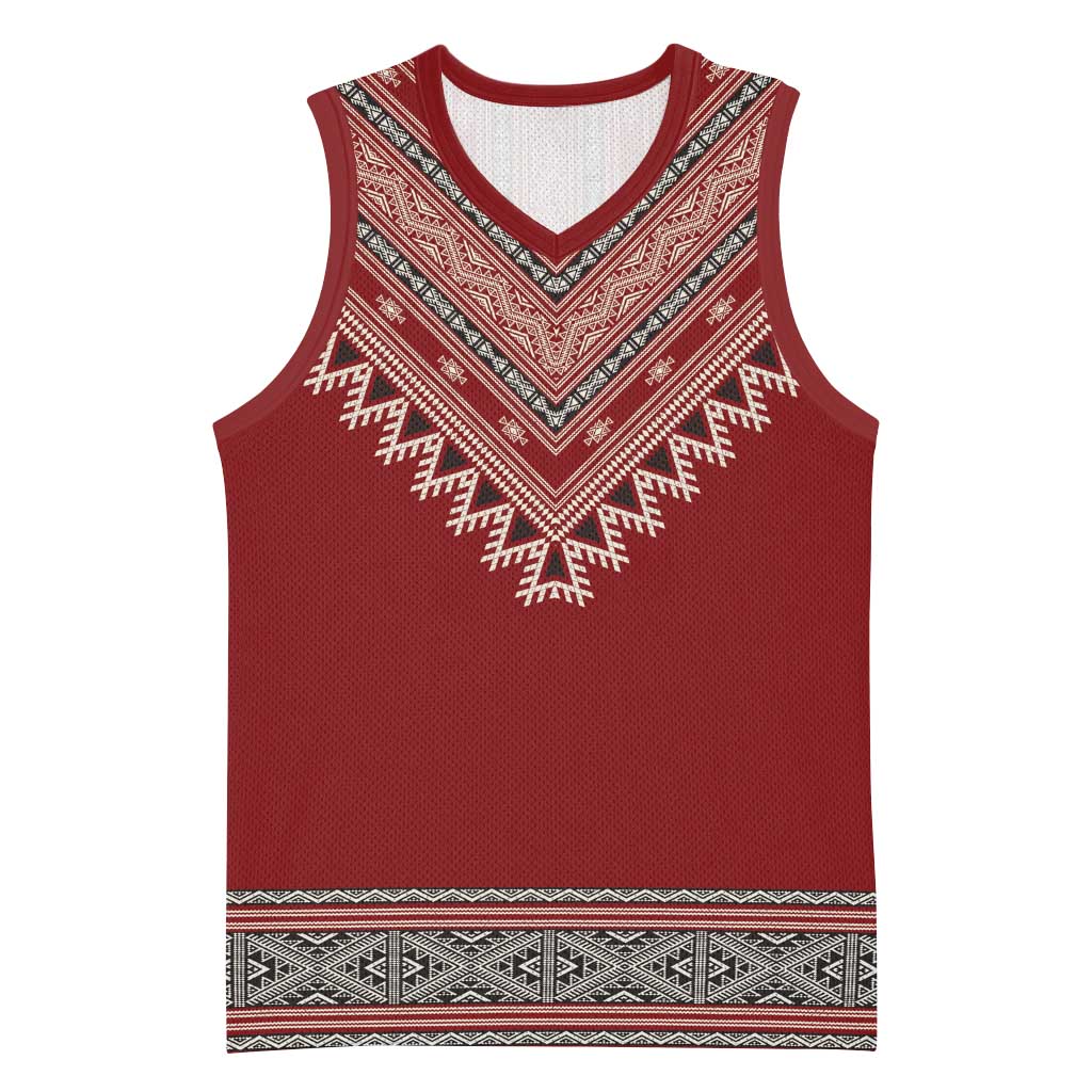 Tunisian Embroidery Pattern Basketball Jersey - African Pride