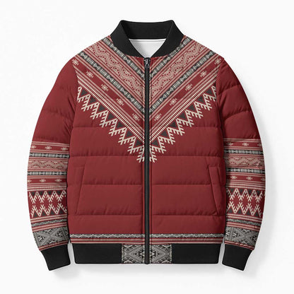 Tunisian Embroidery Pattern Bomber Puffer Jacket - African Pride