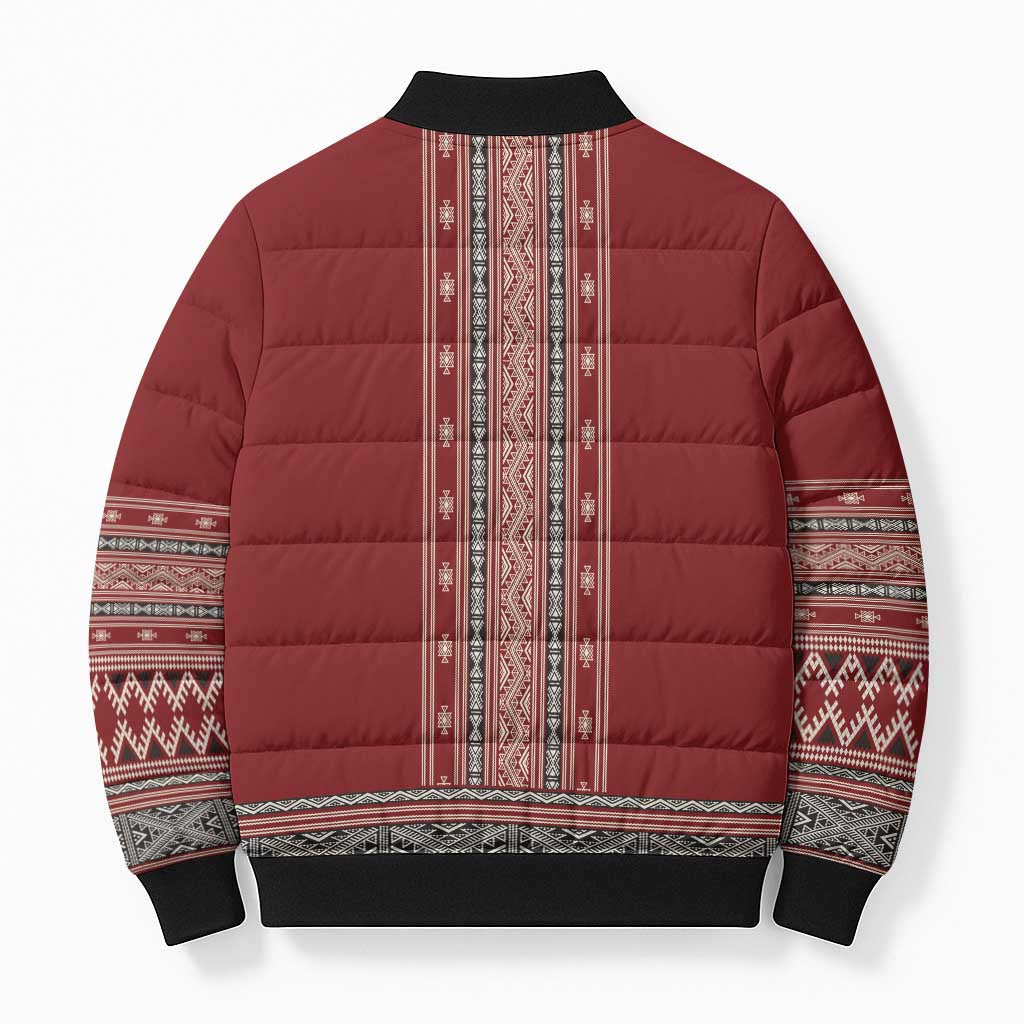 Tunisian Embroidery Pattern Bomber Puffer Jacket - African Pride