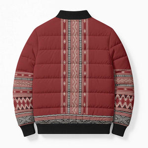 Tunisian Embroidery Pattern Bomber Puffer Jacket - African Pride