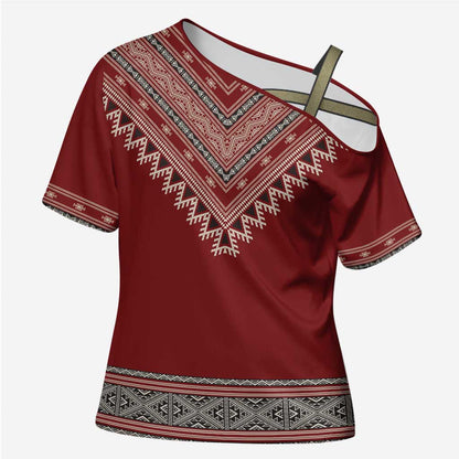 Tunisian Embroidery Pattern Cross Shoulder Shirt - African Pride