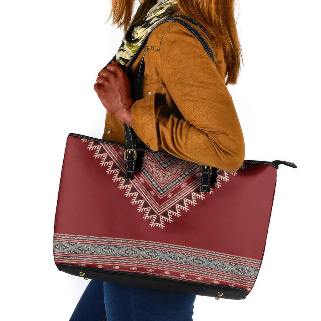 Tunisian Embroidery Pattern Leather Tote Bag - African Pride