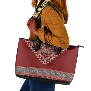 Tunisian Embroidery Pattern Leather Tote Bag - African Pride