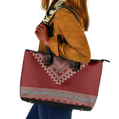 Tunisian Embroidery Pattern Leather Tote Bag - African Pride