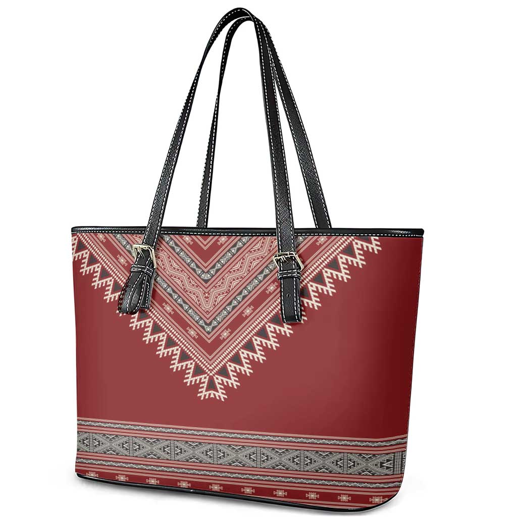 Tunisian Embroidery Pattern Leather Tote Bag - African Pride
