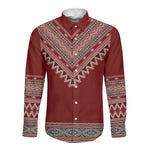 Tunisian Embroidery Pattern Long Sleeve Button Shirt - African Pride