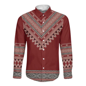 Tunisian Embroidery Pattern Long Sleeve Button Shirt - African Pride