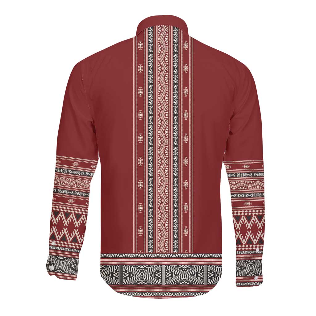 Tunisian Embroidery Pattern Long Sleeve Button Shirt - African Pride