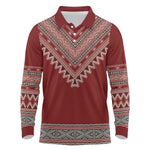 Tunisian Embroidery Pattern Long Sleeve Polo Shirt - African Pride