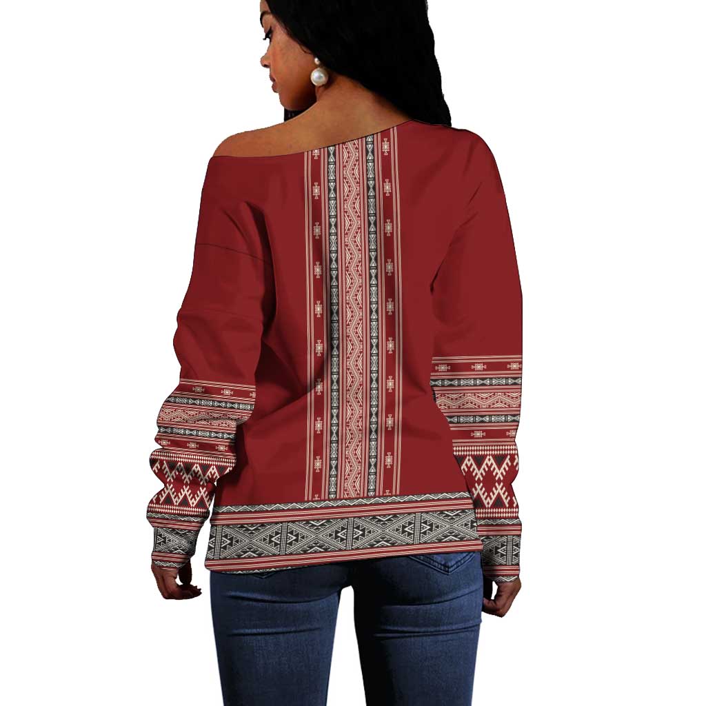 Tunisian Embroidery Pattern Off Shoulder Sweater - African Pride