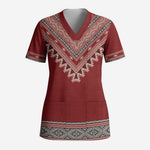 Tunisian Embroidery Pattern Scrub Top - African Pride
