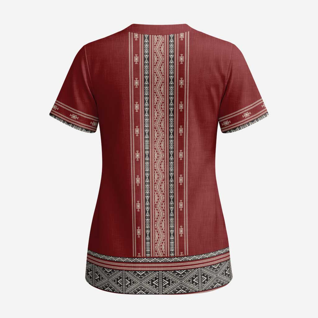 Tunisian Embroidery Pattern Scrub Top - African Pride