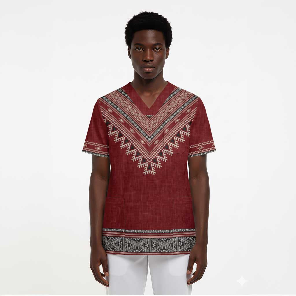 Tunisian Embroidery Pattern Scrub Top - African Pride
