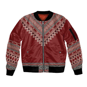 Tunisian Embroidery Pattern Sleeve Zip Bomber Jacket - African Pride