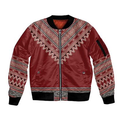 Tunisian Embroidery Pattern Sleeve Zip Bomber Jacket - African Pride