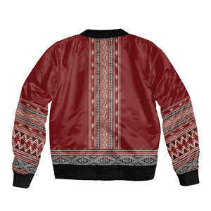Tunisian Embroidery Pattern Sleeve Zip Bomber Jacket - African Pride