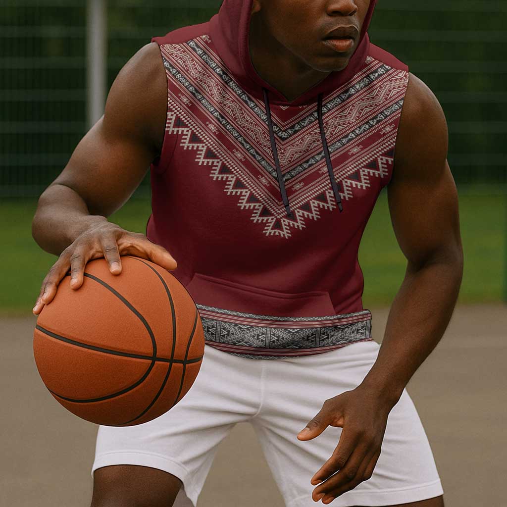 Tunisian Embroidery Pattern Sleeveless Hoodie - African Pride