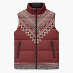 Tunisian Embroidery Pattern Sleeveless Puffer Jacket - African Pride