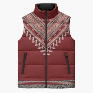 Tunisian Embroidery Pattern Sleeveless Puffer Jacket - African Pride