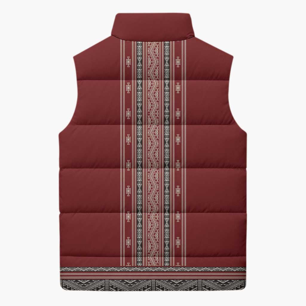 Tunisian Embroidery Pattern Sleeveless Puffer Jacket - African Pride