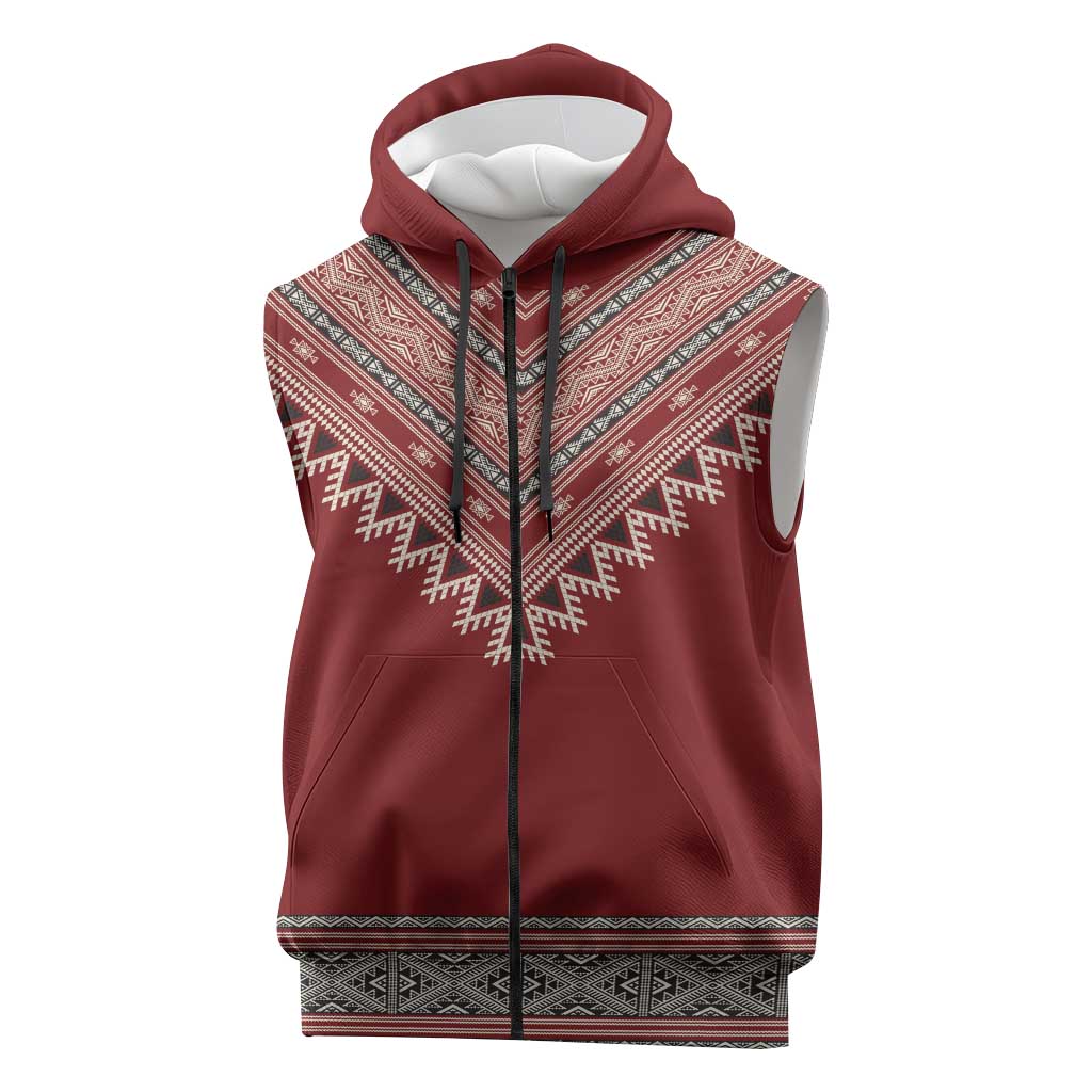 Tunisian Embroidery Pattern Sleeveless Zip Hoodie - African Pride