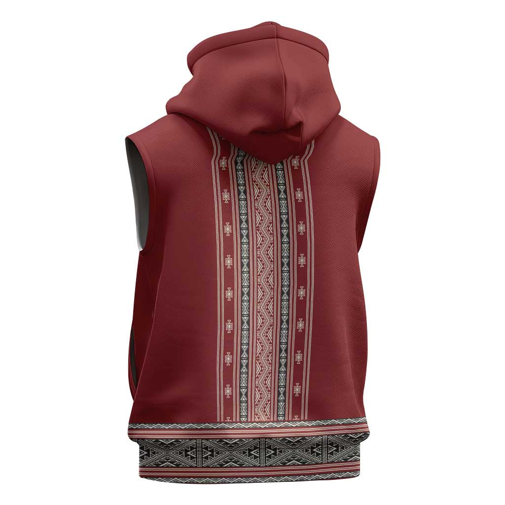 Tunisian Embroidery Pattern Sleeveless Zip Hoodie - African Pride