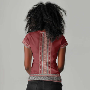 Tunisian Embroidery Pattern Women V-Neck T-Shirt LT9