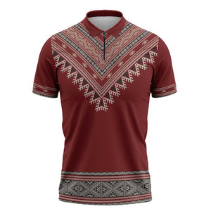 Tunisian Embroidery Pattern Zipper Polo Shirt - African Pride